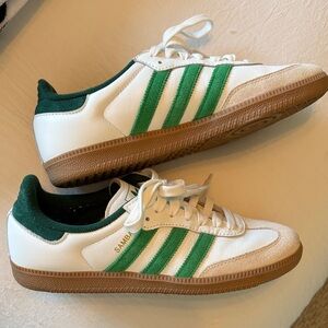 Adidas Samba White and Green Trainers